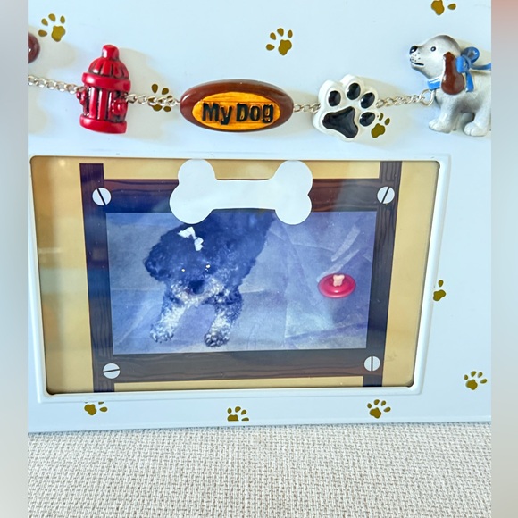 My Dog  Pocture Frame White Metal Joghly Decorated - Picture 2 of 3